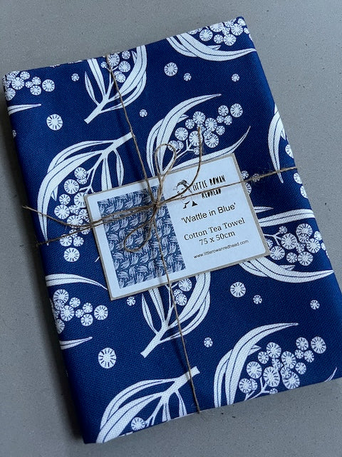 Wattle in Blue Tea Towel