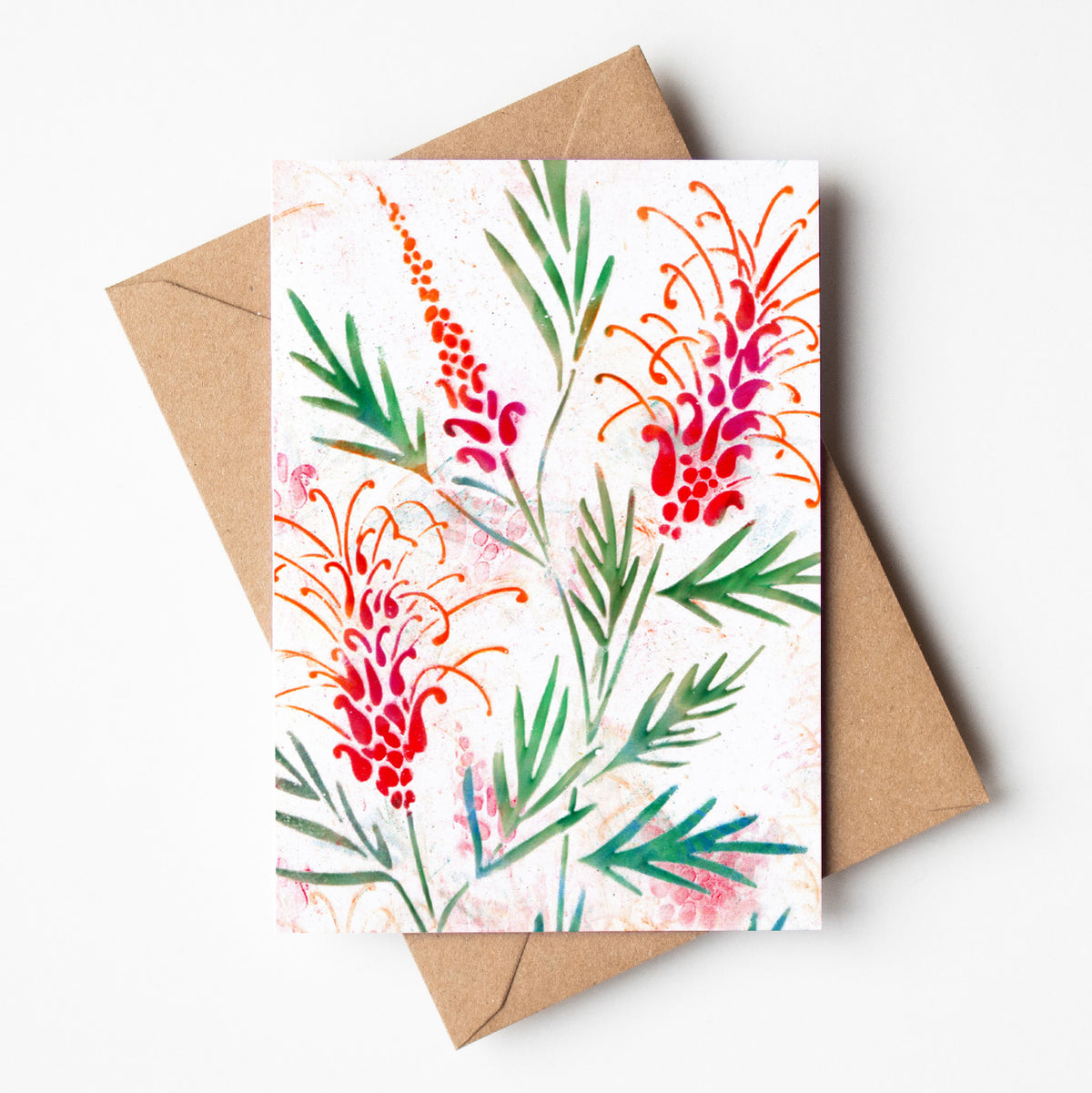 Grevillea Monoprint - A6 Greeting Card